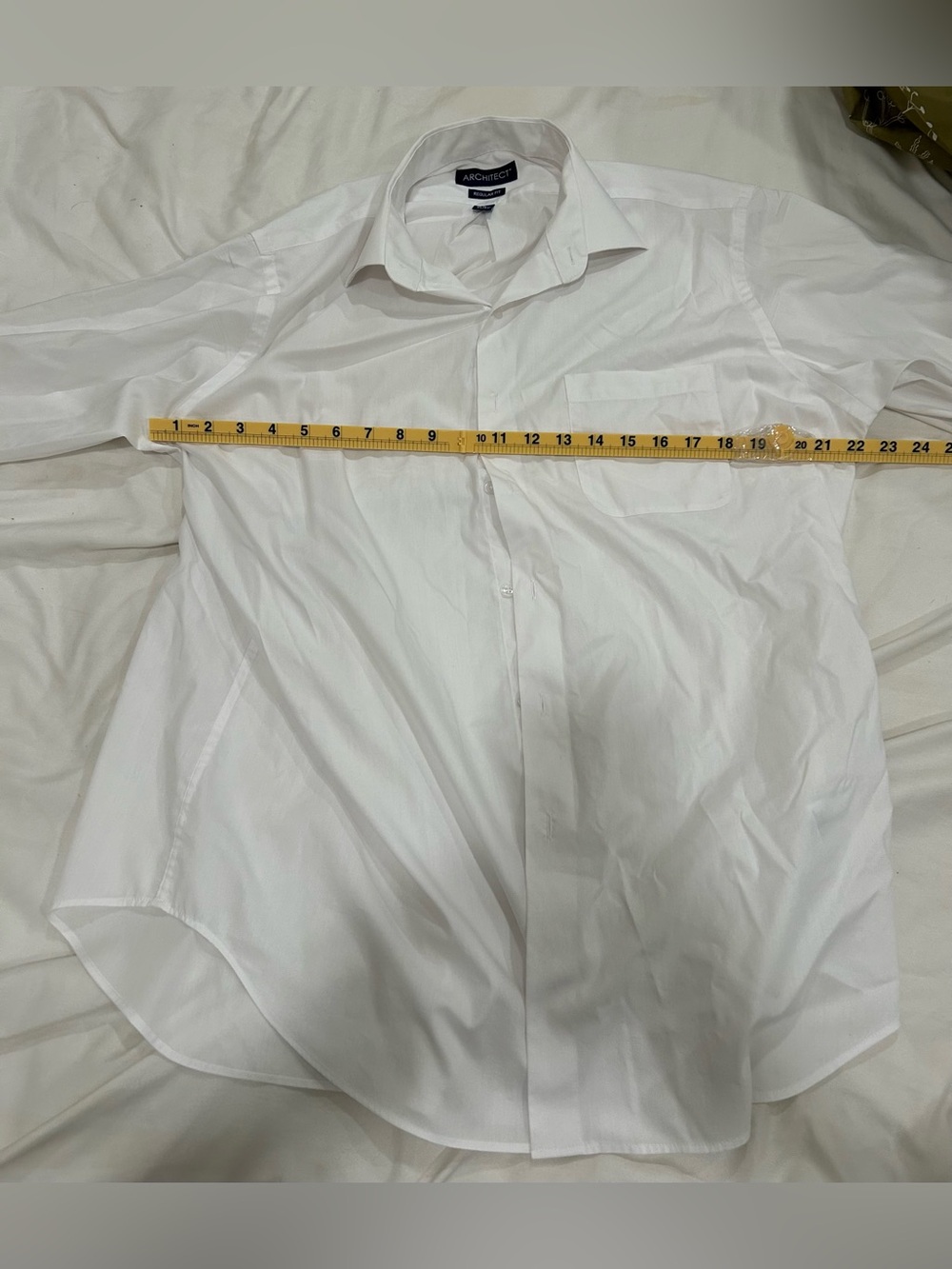 Architect White Button Front Dress Shirt Men’s Large Regular Fit